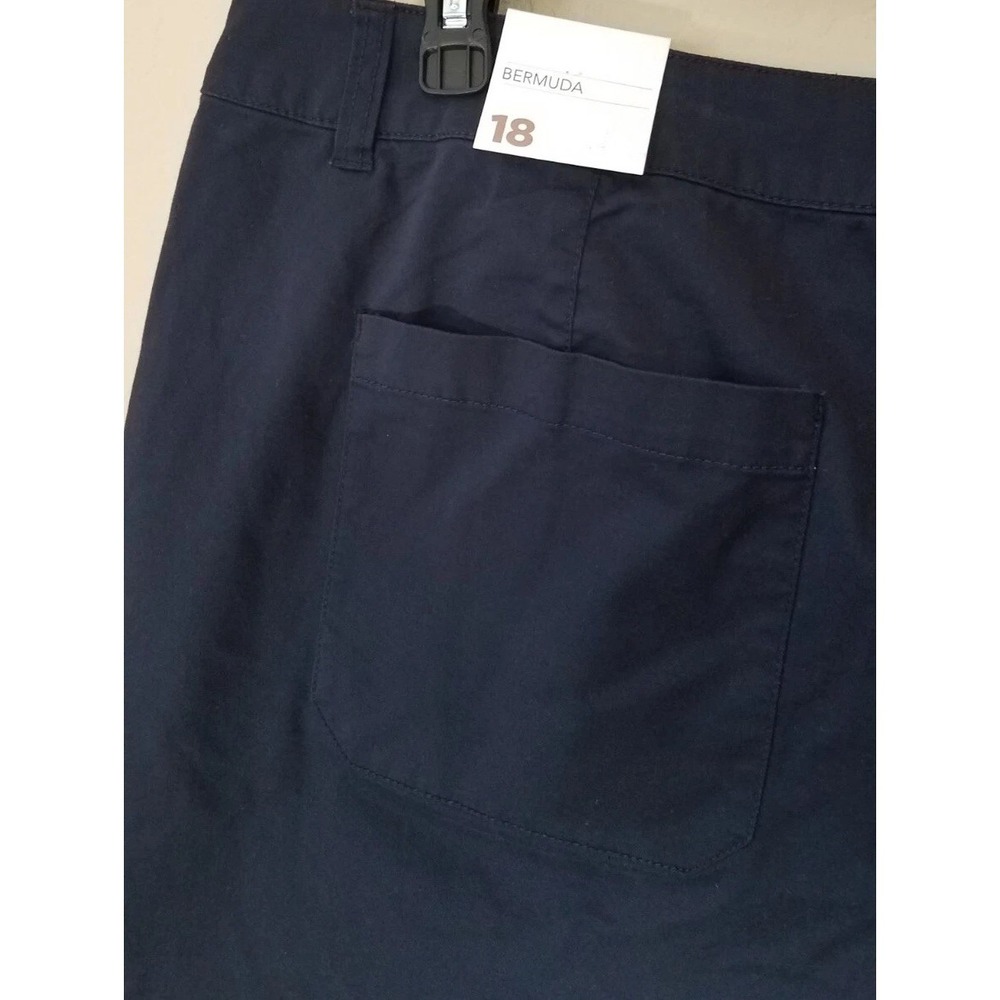 Lane Bryant Bermuda Shorts Women 18 Navy Blue Stretch Coastal Summer Vacay NEW - Picture 4 of 6